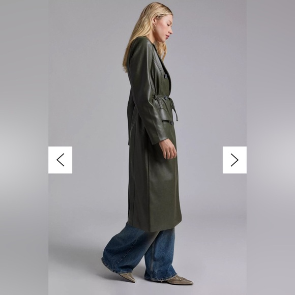 NWT Vegan Leather Trench Coat - Picture 5 of 13